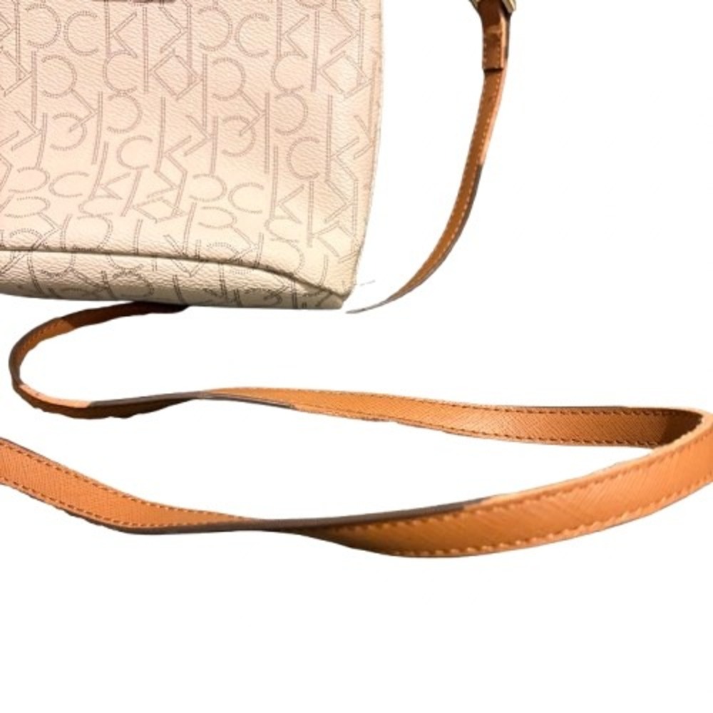 Calvin Klein CK Signature Mini Top Handle Crossbody Bag Cream Zipper Closure - Picture 3 of 6